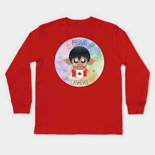 Proud to be Canadian (Sleepy Forest Creatures) Kids Long Sleeve T-Shirt